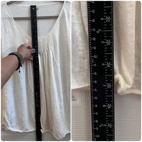 Poetry Flaw Linen Semi Sheer Short Sleeve Scoop Neck Tee Top Size 12 Style VB37 - Picture 9 of 11